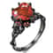 Dark Romance Gothic Skull Ring With Red Crystal Heart For Women 1