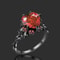 Dark Romance Gothic Skull Ring With Red Crystal Heart For Women 3