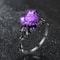 Dark Romance Gothic Skull Ring With Red Crystal Heart For Women 4