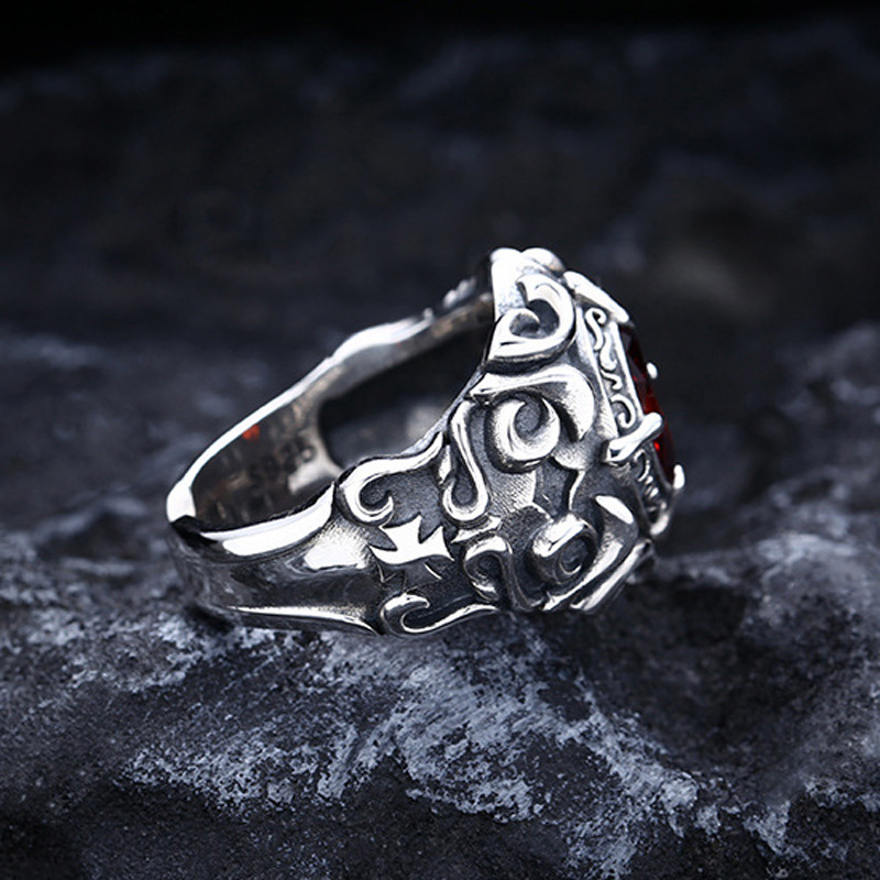 Crimson Heart Gothic Vine Ring Vintage Open Punk Jewelry