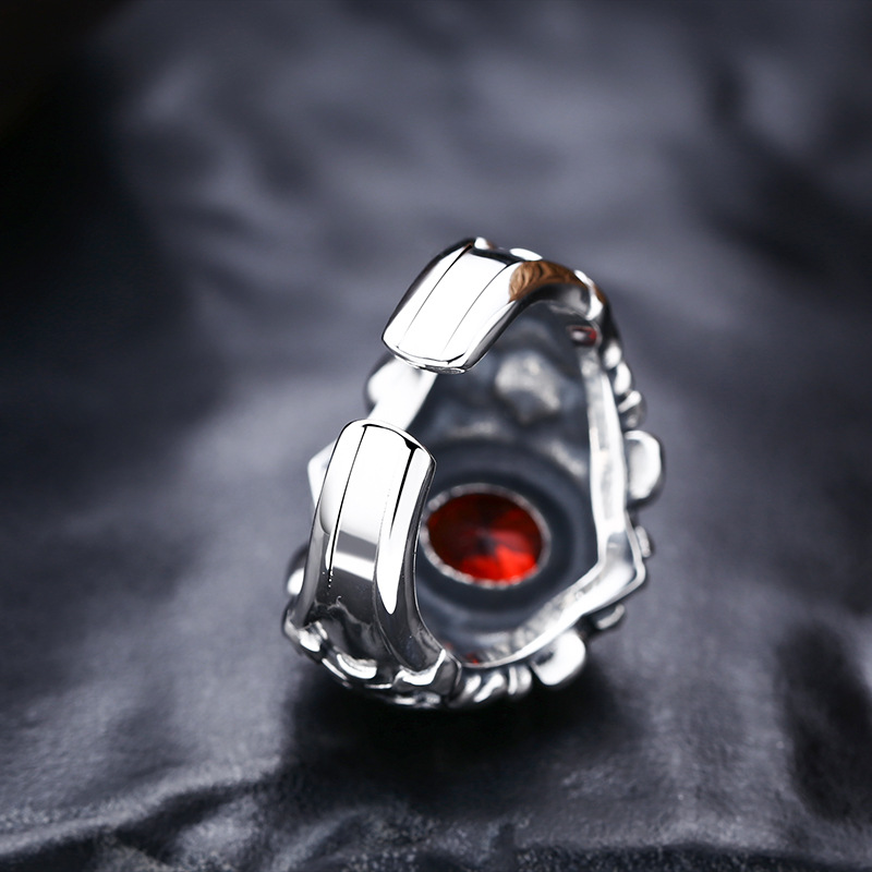 Crimson Heart Gothic Vine Ring Vintage Open Punk Jewelry