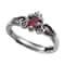 Crimson Heart Sterling Silver Red Zircon Gothic Engagement Ring