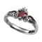 Crimson Heart Sterling Silver Red Zircon Gothic Engagement Ring