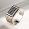 Blue Heart CZ Couple Ring Silver Tone Engagement Band