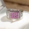Blue Heart CZ Couple Ring Silver Tone Engagement Band