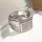 Blue Heart CZ Couple Ring Silver Tone Engagement Band