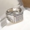 Blue Heart CZ Couple Ring Silver Tone Engagement Band