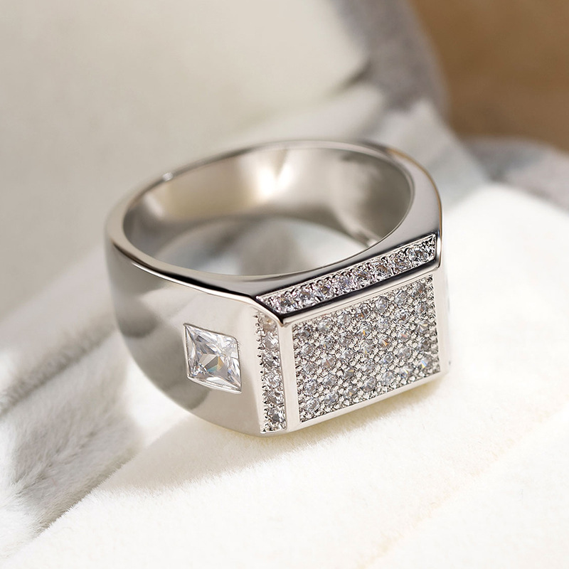 Blue Heart CZ Couple Ring Silver Tone Engagement Band