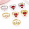 Angel Wings Sacred Heart Ring with Red Cubic Zirconia Gold Plated Jewelry