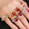 Angel Wings Sacred Heart Ring with Red Cubic Zirconia Gold Plated Jewelry