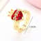 Angel Wings Sacred Heart Ring with Red Cubic Zirconia Gold Plated Jewelry