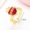 Angel Wings Sacred Heart Ring with Red Cubic Zirconia Gold Plated Jewelry