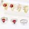 Angel Wings Sacred Heart Ring with Red Cubic Zirconia Gold Plated Jewelry