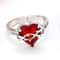 Angel Wings Sacred Heart Ring with Red Cubic Zirconia Gold Plated Jewelry