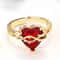 Angel Wings Sacred Heart Ring with Red Cubic Zirconia Gold Plated Jewelry