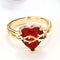Angel Wings Sacred Heart Ring with Red Cubic Zirconia Gold Plated Jewelry