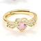 Angel Wings Sacred Heart Ring with Red Cubic Zirconia Gold Plated Jewelry
