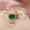 Rose Gold Heart Stone Bridal Ring Set For Women With Zircon Wedding Bands 4