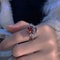 Vintage Gothic Red Heart Zirconia Adjustable Ring for Women