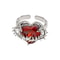Vintage Gothic Red Heart Zirconia Adjustable Ring for Women