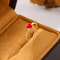 Sterling Silver Red Heart Ring Adjustable Peach Heart Enamel Ring for Women