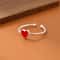 Sterling Silver Red Heart Ring Adjustable Peach Heart Enamel Ring for Women