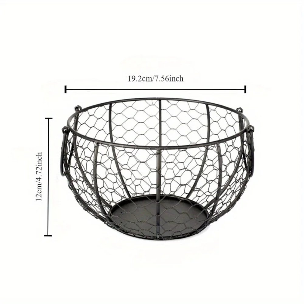 Farmhouse Egg Basket Metal Wire Kitchen Organizer with Chicken Cover