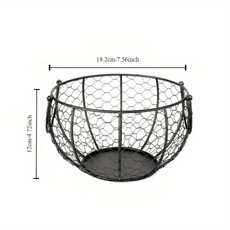 Farmhouse Egg Basket Metal Wire Kitchen Organizer with Chicken Cover