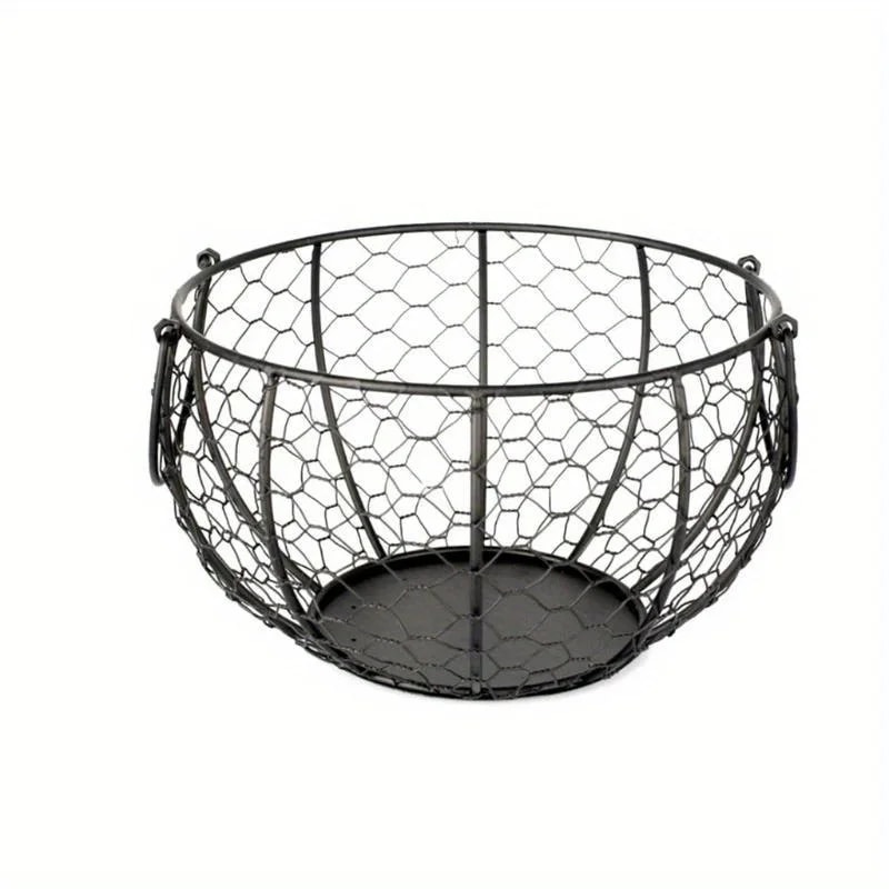 Farmhouse Egg Basket Metal Wire Kitchen Organizer with Chicken Cover