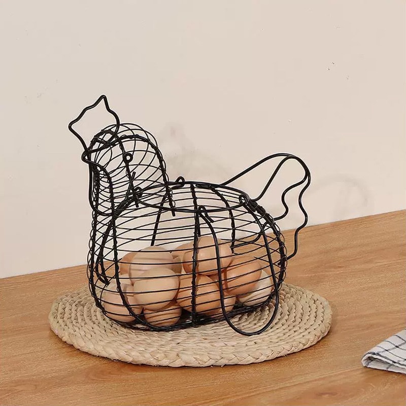 Farmhouse Egg Storage Basket Chicken Shaped Egg Holder For Kitchen Counter Produce Organization 0