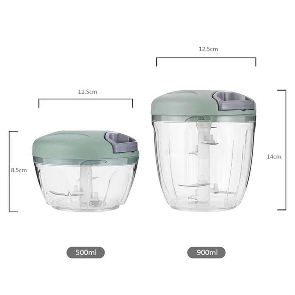 Manual Garlic Chopper & Vegetable Mincer Bowl with Stainless Steel Blades