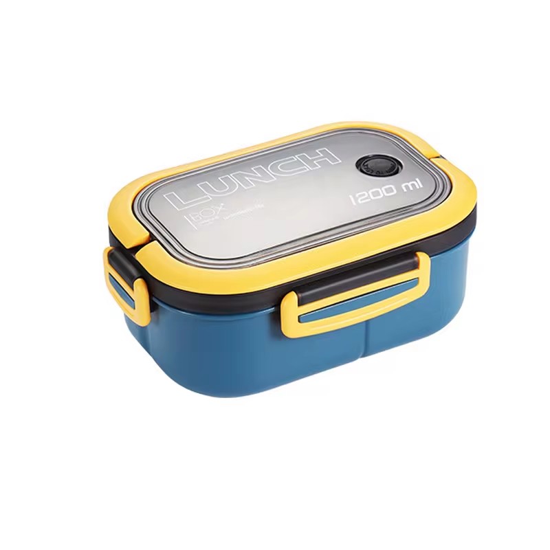 Portable Lunch Box With Fork Spoon Double Layer Food Storage Container 5