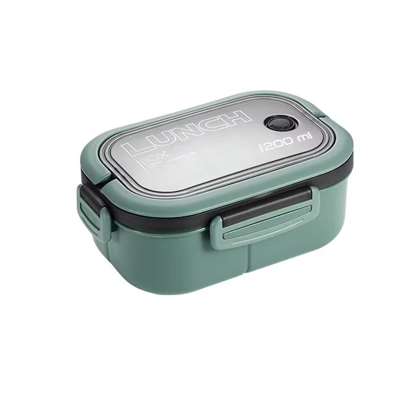 Portable Lunch Box With Fork Spoon Double Layer Food Storage Container 6