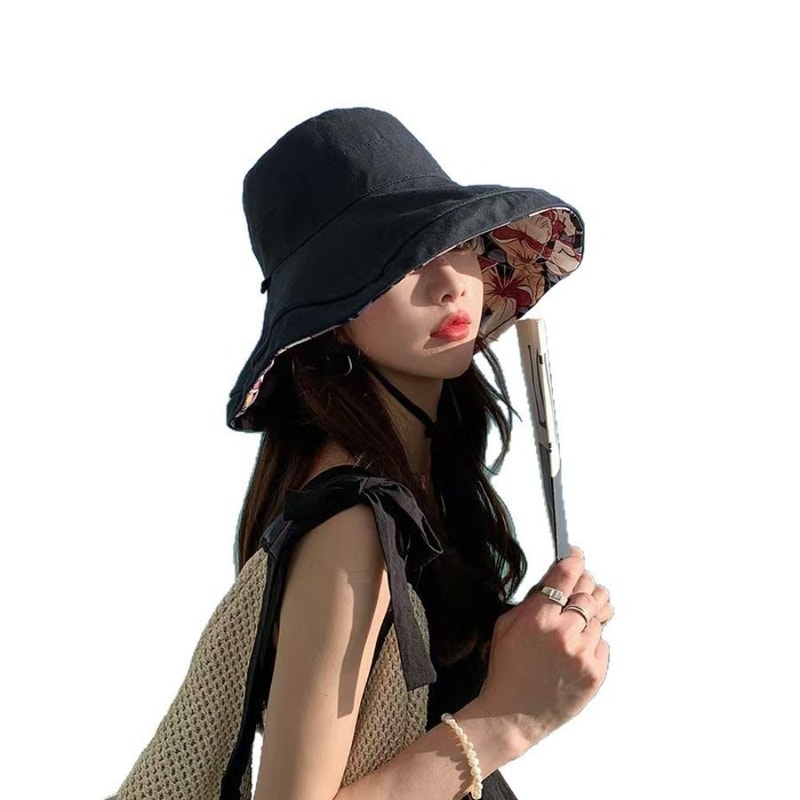 Reversible Wide Brim Sun Hat for Women with UV Protection and Windproof Beach Style