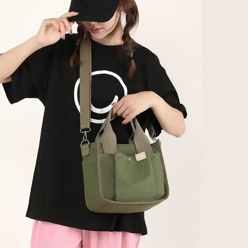 Japanese Style Canvas Tote Bag For Women Large Capacity Crossbody Shoulder Handbag 4