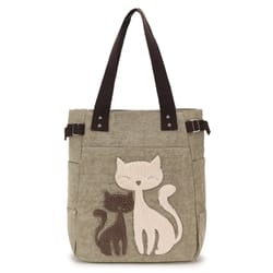 cute cat canvas tote bag for women plush kitten shoulder bag for school, shopping & daily use