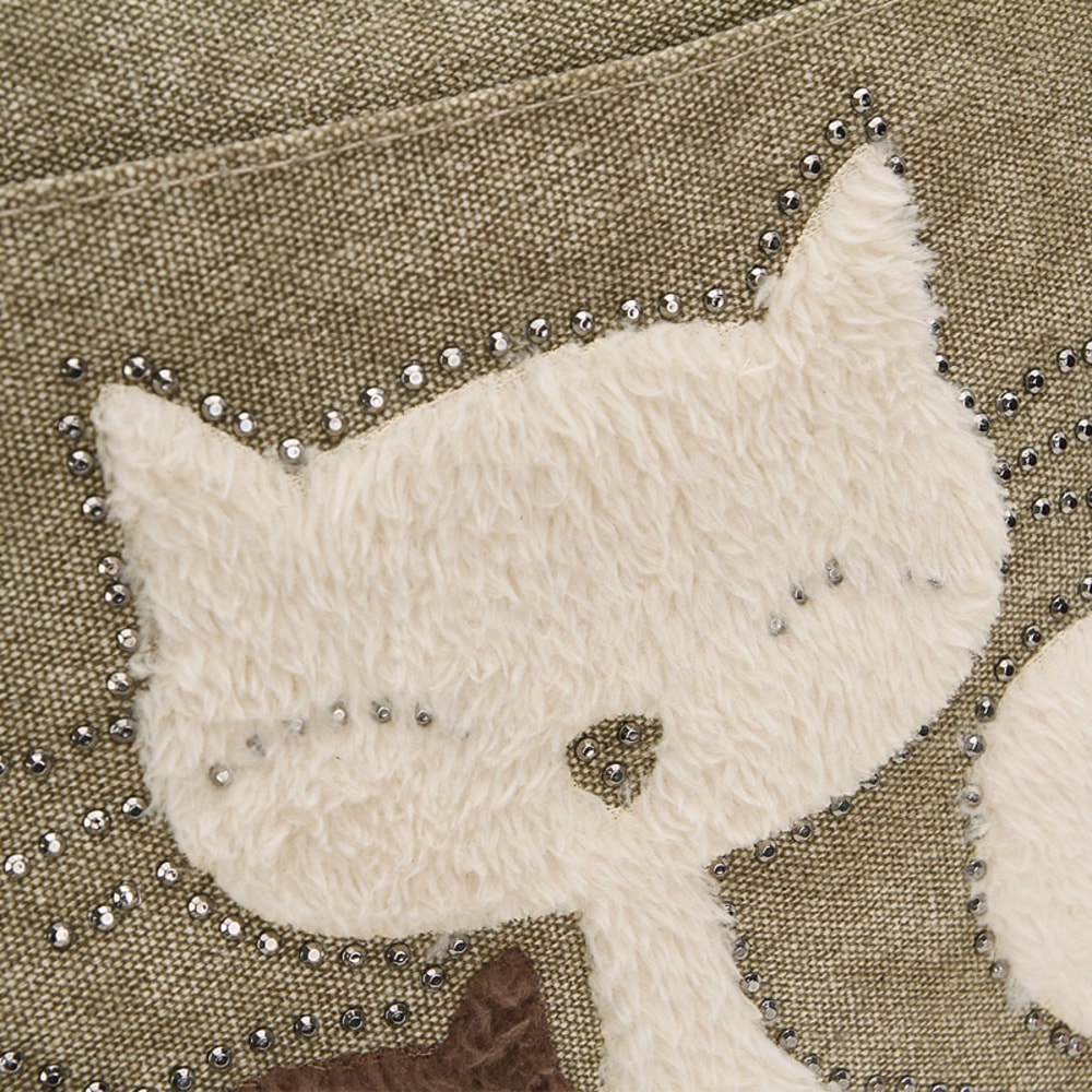 Cute Cat Canvas Tote Bag for Women Plush Kitten Shoulder Bag for School, Shopping & Daily Use
