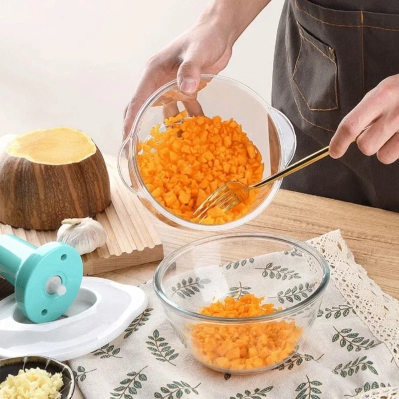 QuickPress Manual Food Chopper and Garlic Crusher for Vegetables, Fruits and Meal Prep