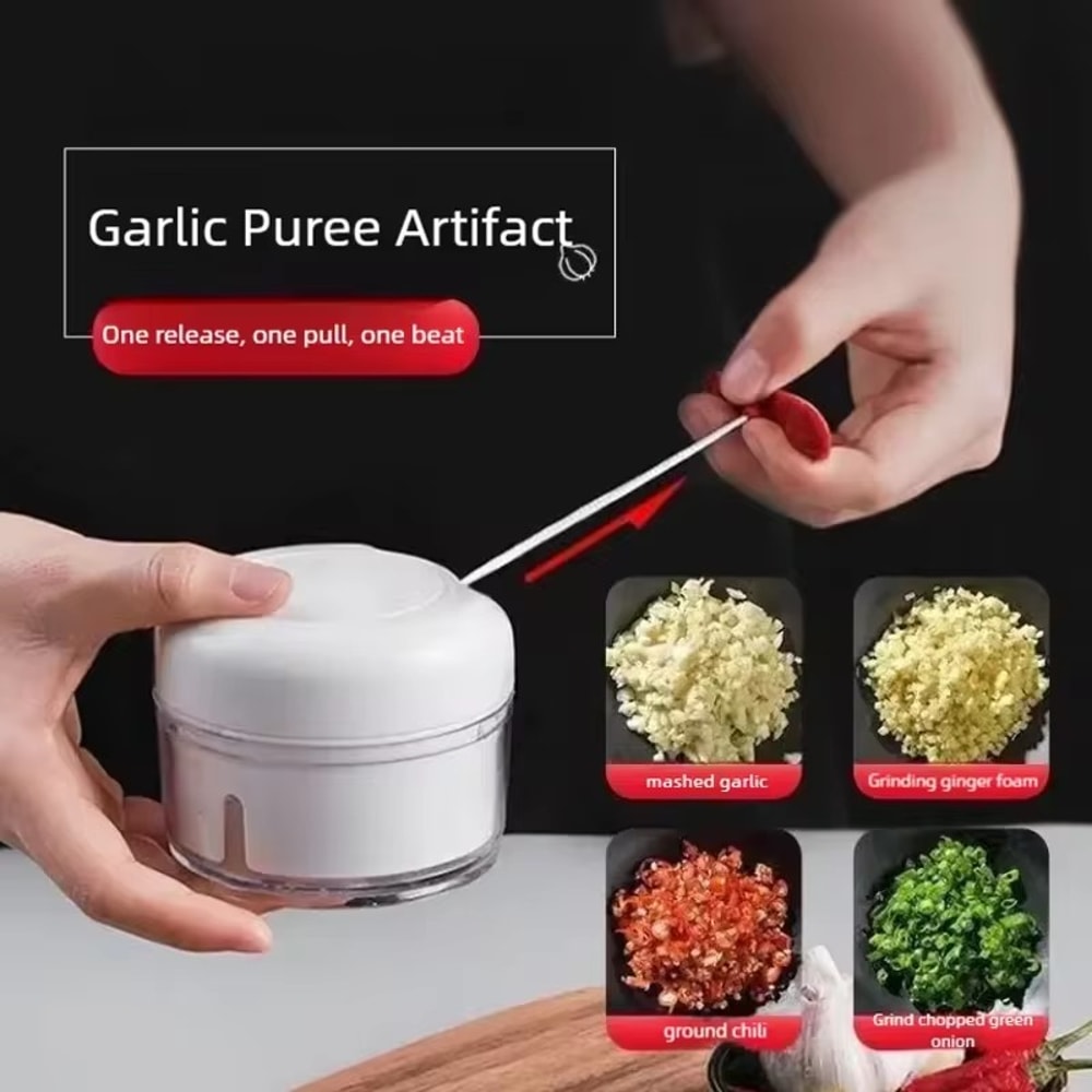 SwiftPull Garlic Chopper and Manual Food Grinder for Fast Kitchen Prep