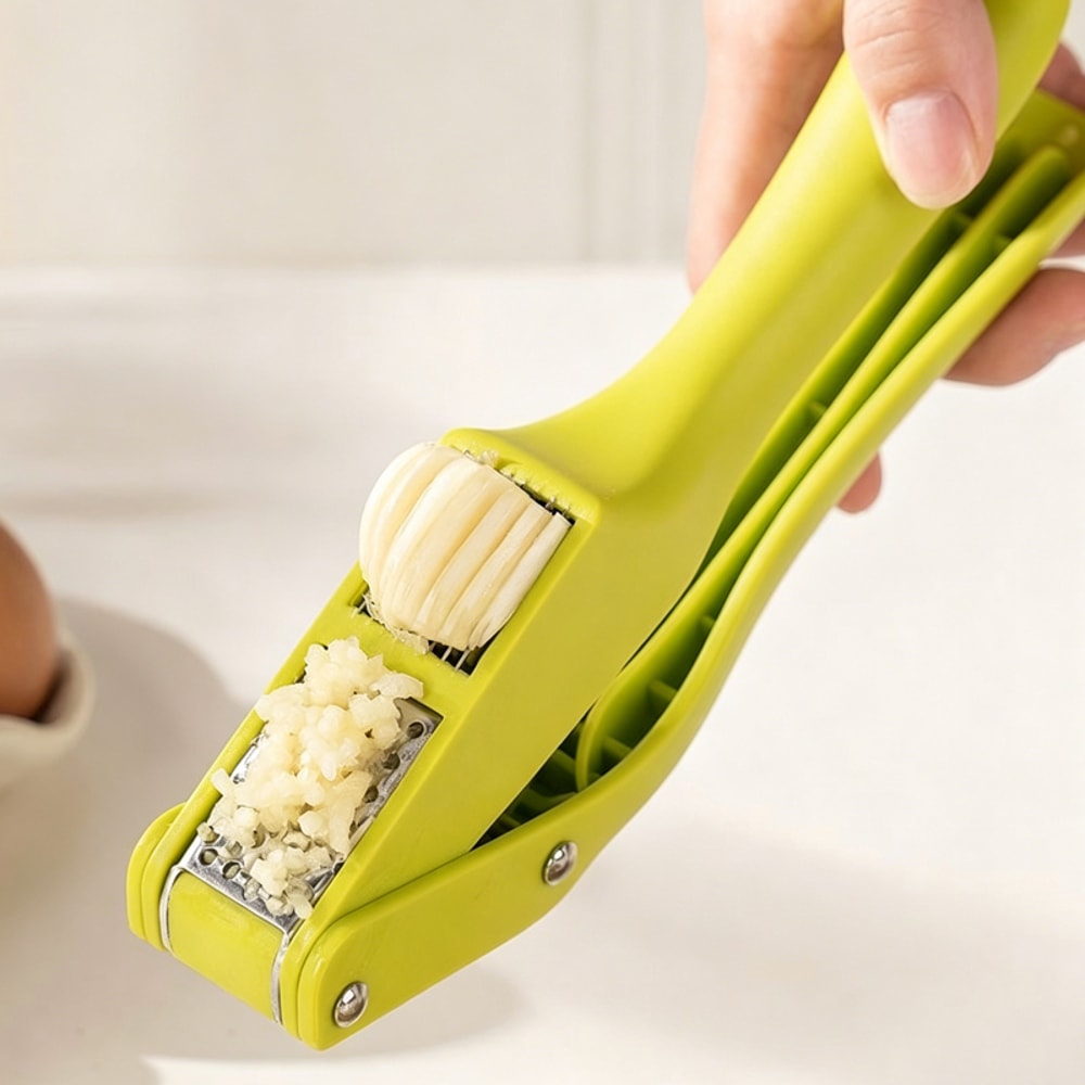Garlic Press and Slicer Manual Kitchen Crusher Tool