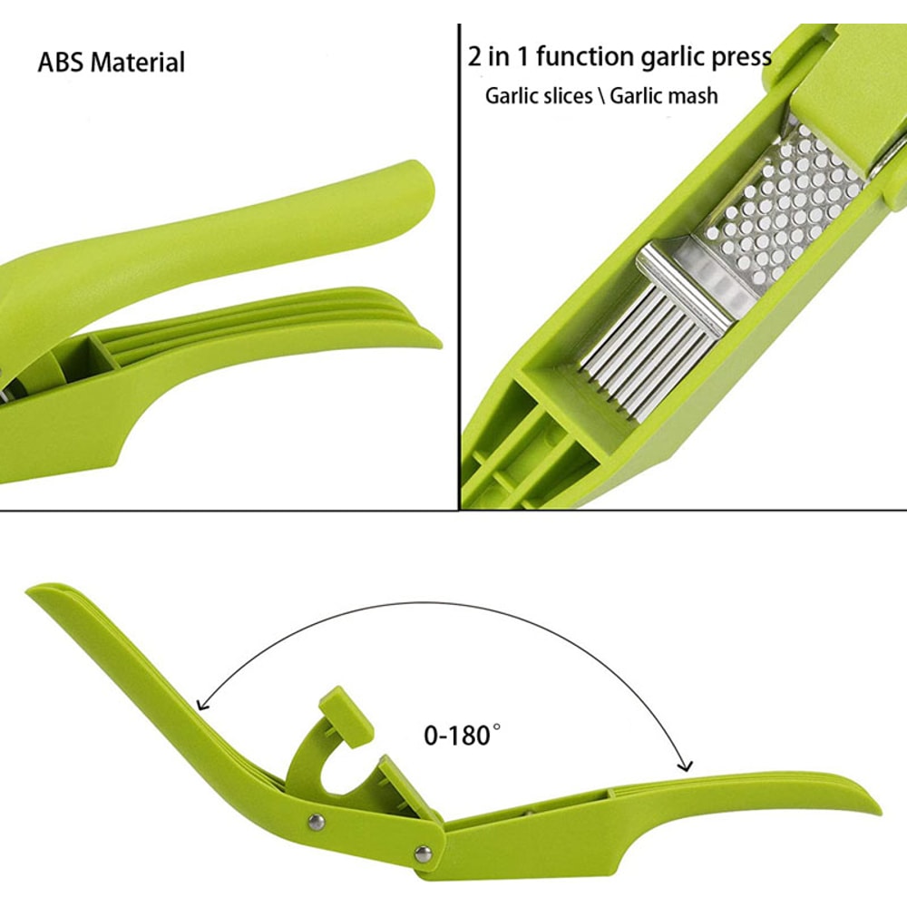 Garlic Press and Slicer Manual Kitchen Crusher Tool