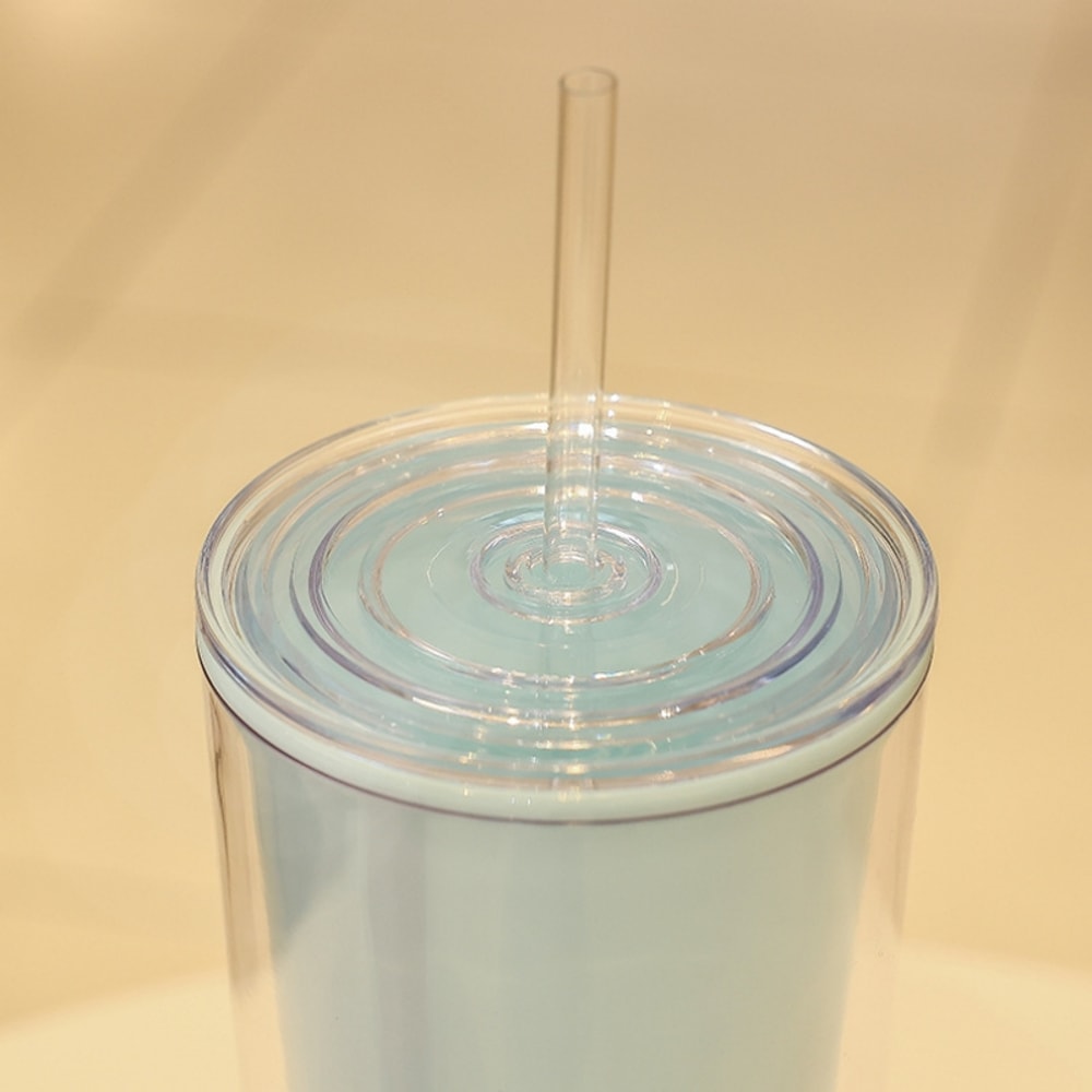 Double Wall Tumbler with Straw Reusable Cold Drink Cup for Iced Coffee & Juice