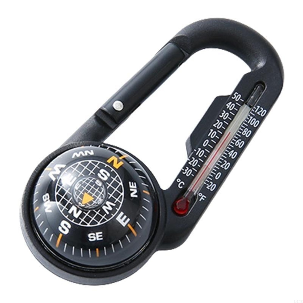 TrailGuard Mini Compass Carabiner with Thermometer for Camping, Hiking & Survival Gear