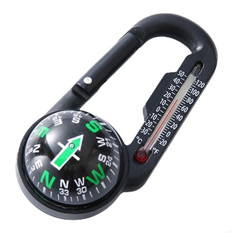 TrailGuard Mini Compass Carabiner with Thermometer for Camping, Hiking & Survival Gear