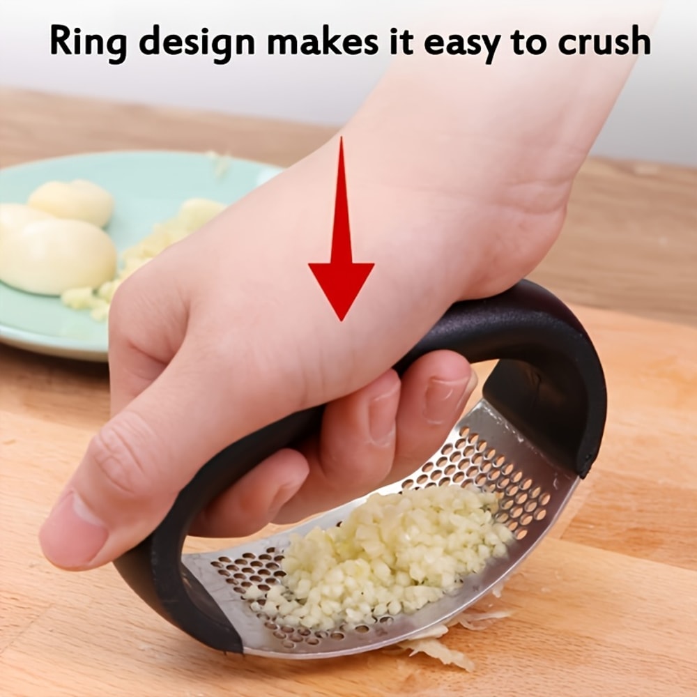 Stainless Steel Garlic Press Crusher with Comfort Grip for Easy Kitchen Prep