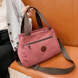 vintage multi pocket canvas crossbody bag for women everyday travel tote