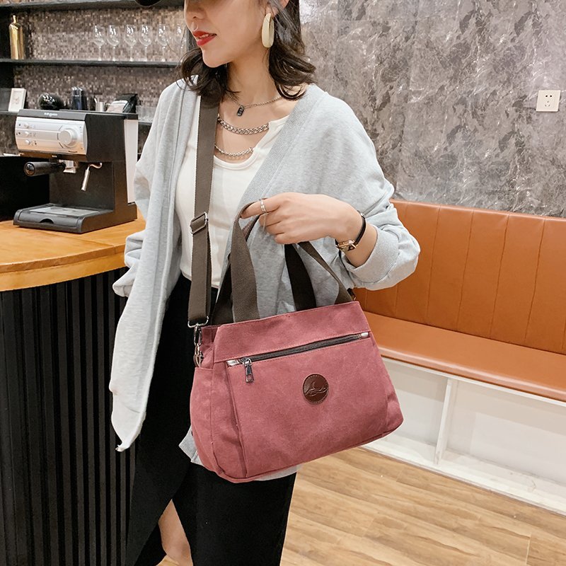 Vintage Multi Pocket Canvas Crossbody Bag for Women Everyday Travel Tote