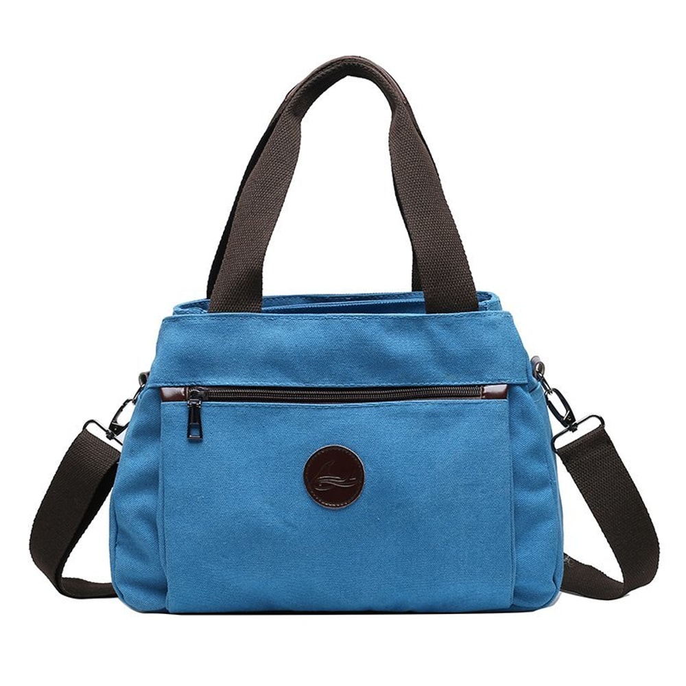 Vintage Multi Pocket Canvas Crossbody Bag for Women Everyday Travel Tote