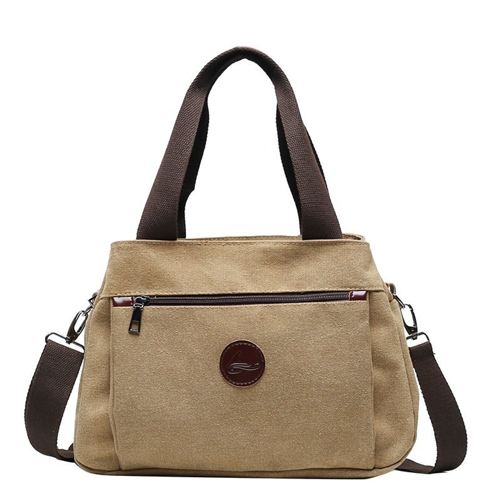 Vintage Multi Pocket Canvas Crossbody Bag for Women Everyday Travel Tote