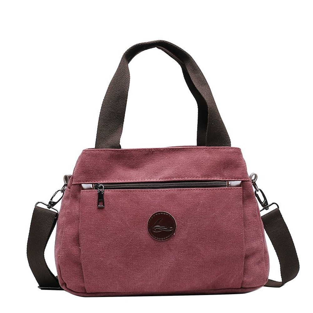 Vintage Multi Pocket Canvas Crossbody Bag for Women Everyday Travel Tote